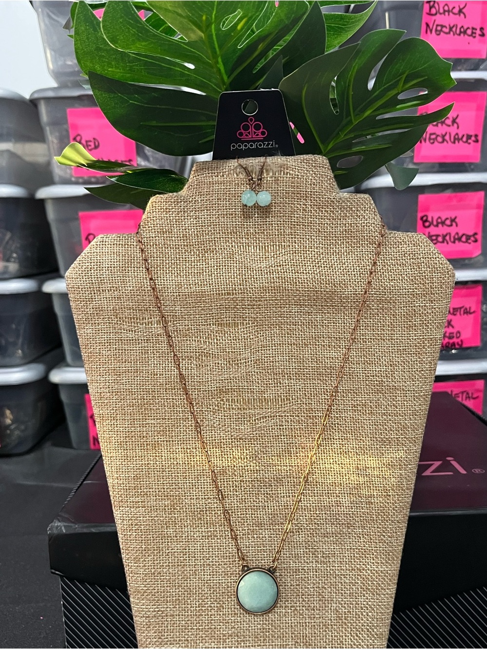 paparazzi Mint Pendant Necklace with copper-Tone Chain